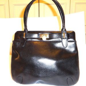 MORRIS MOSKOWITZ-BLACK VINTAGE LEATHER HANDBAG